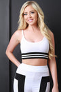 Stripe Rib Knit Trim Crop Top