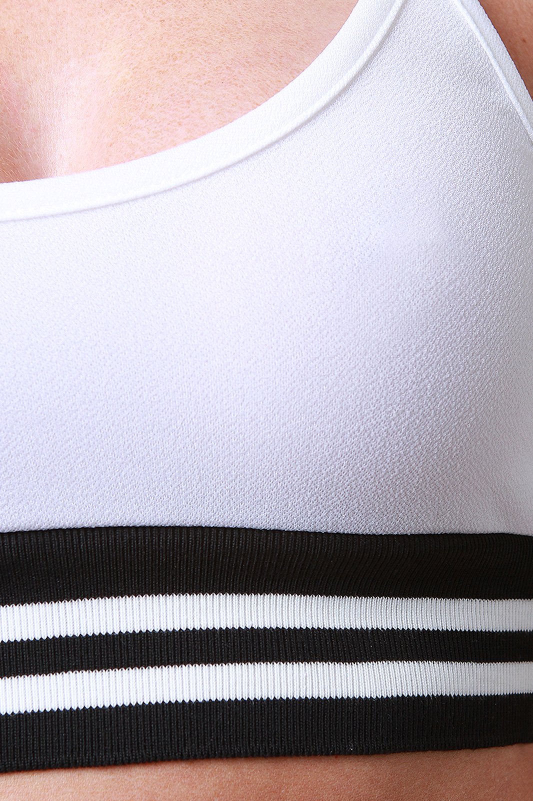 Stripe Rib Knit Trim Crop Top