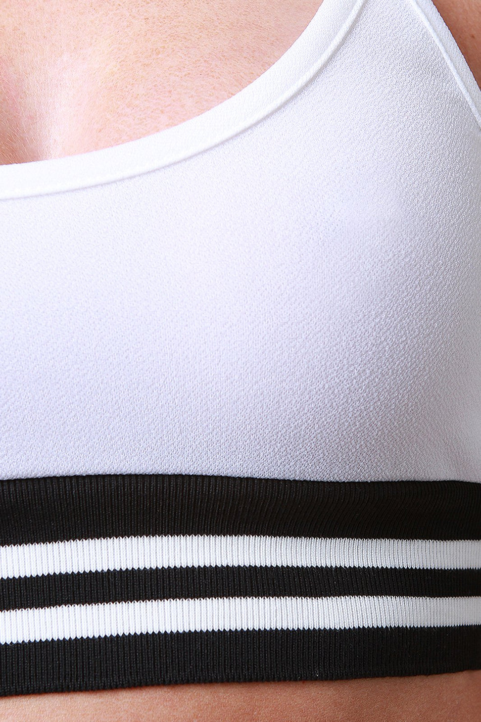 Stripe Rib Knit Trim Crop Top