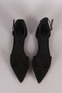 Suede Pointy Toe Cutout Ankle Strap Flat