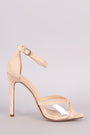Suede Clear Inset Ankle Strap Stiletto Heel