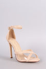 Suede Clear Inset Ankle Strap Stiletto Heel