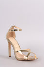 Metallic Clear Inset Ankle Strap Stiletto Heel