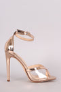 Metallic Clear Inset Ankle Strap Stiletto Heel