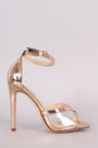 Metallic Clear Inset Ankle Strap Stiletto Heel
