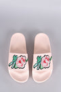 Embroidery Floral Jelly Slide Sandal