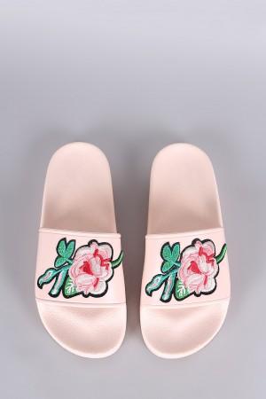 Embroidery Floral Jelly Slide Sandal