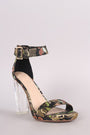 Delicious Oriental Embroidered Chunky Clear Heel
