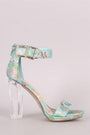 Delicious Oriental Embroidered Chunky Clear Heel