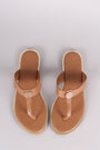Bamboo Vegan Leather Coin Accent Thong Flat Sandal