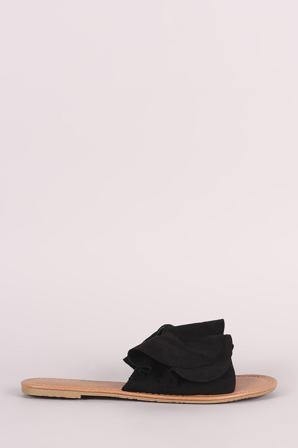 Wild Diva Lounge Suede Ruffle Slide Sandal