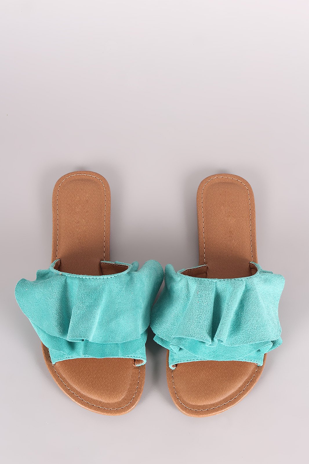 Wild Diva Lounge Suede Ruffle Slide Sandal
