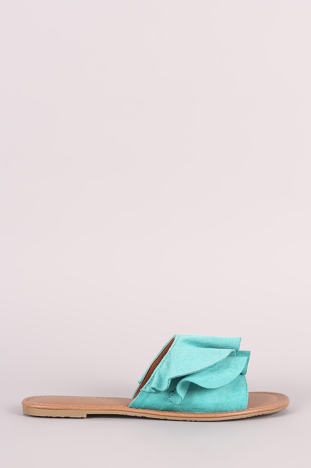 Wild Diva Lounge Suede Ruffle Slide Sandal