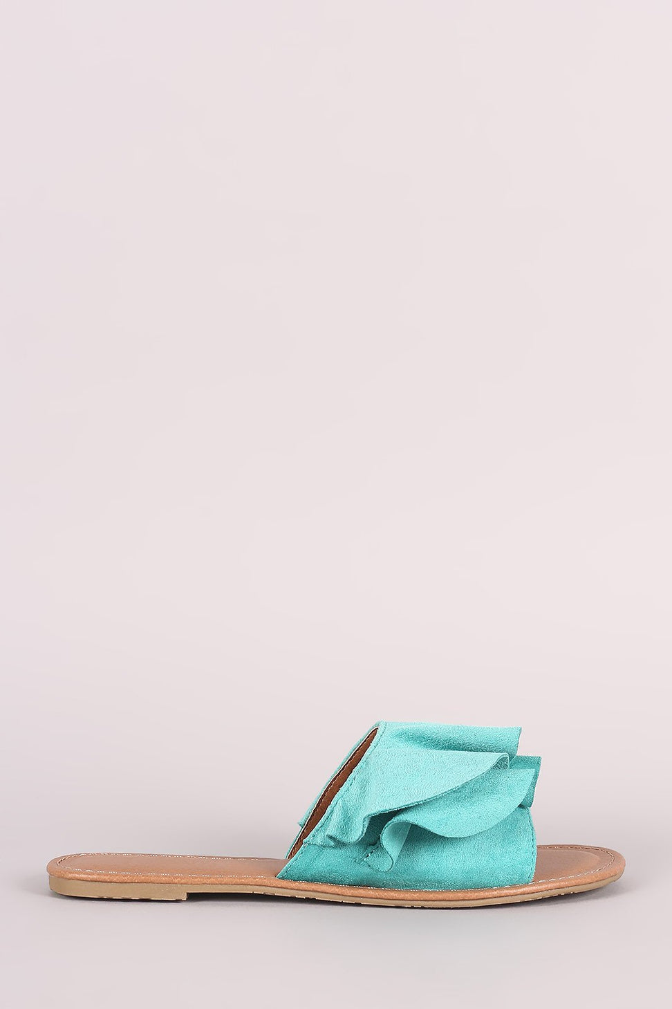 Wild Diva Lounge Suede Ruffle Slide Sandal