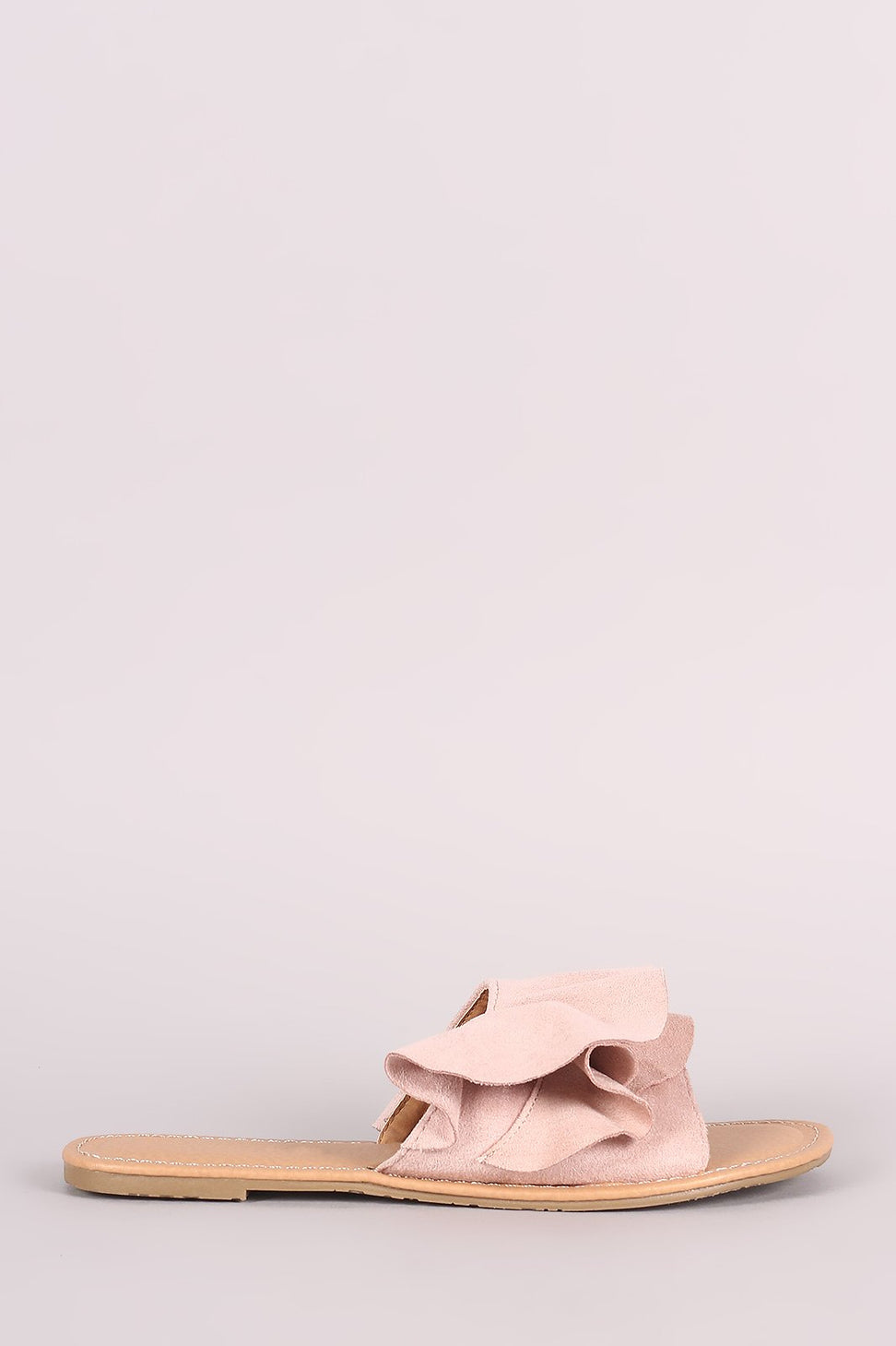 Wild Diva Lounge Suede Ruffle Slide Sandal