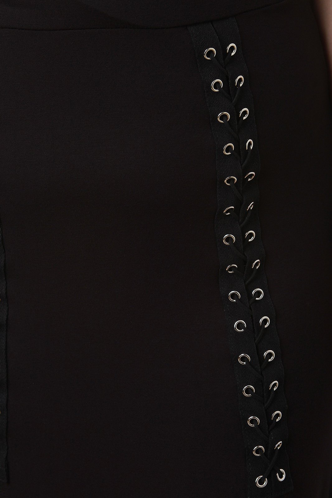 Jersey Knit High Slit Lace-Up Skirt