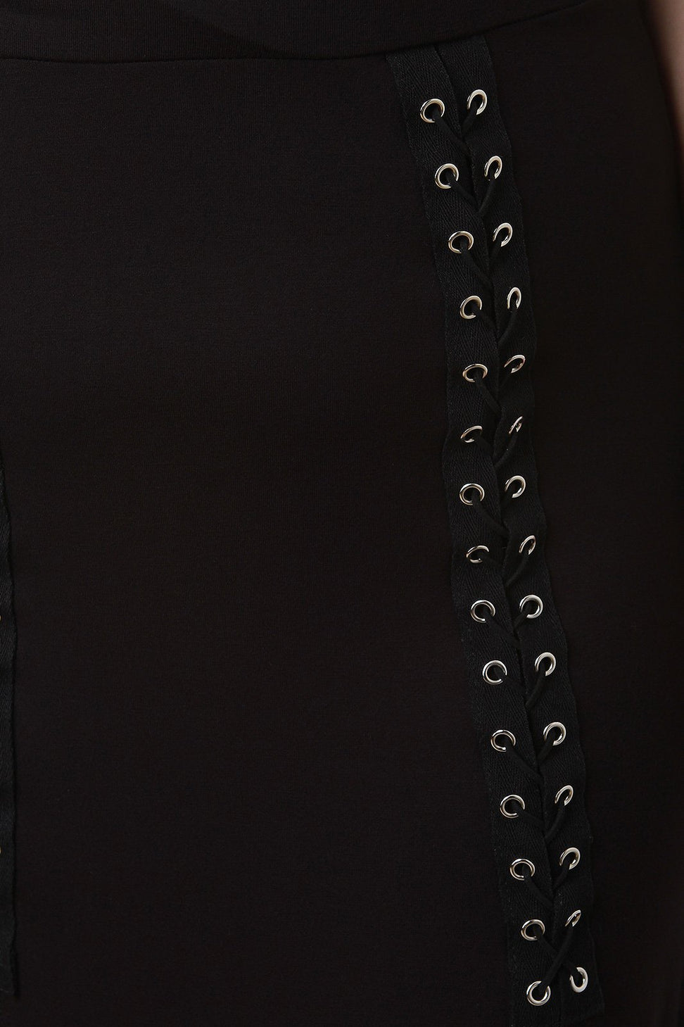 Jersey Knit High Slit Lace-Up Skirt