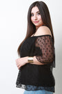 Polka Dot Mesh Cold Shoulder Top