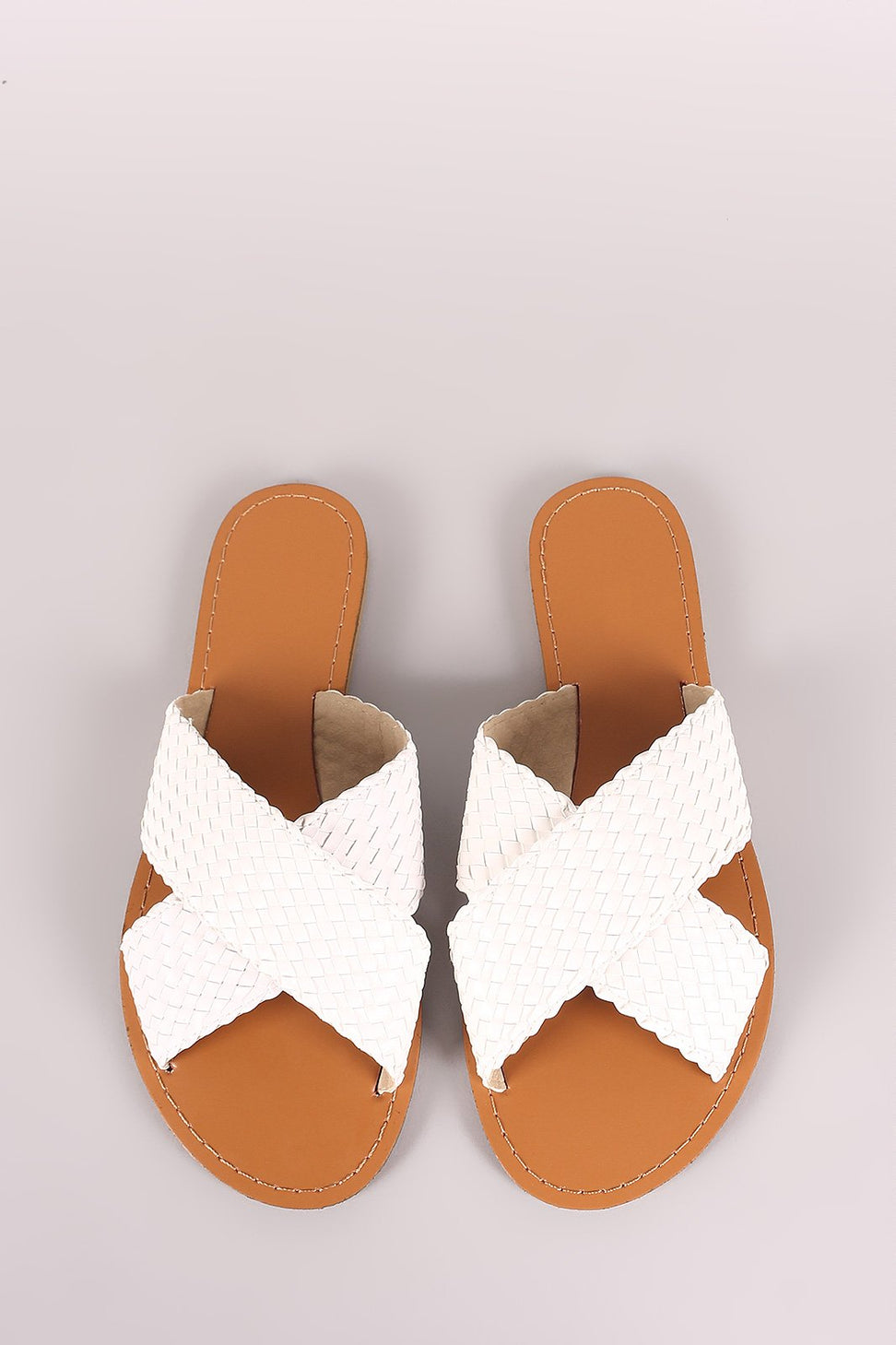 Bamboo Woven Crisscross Slip On Flat Sandal