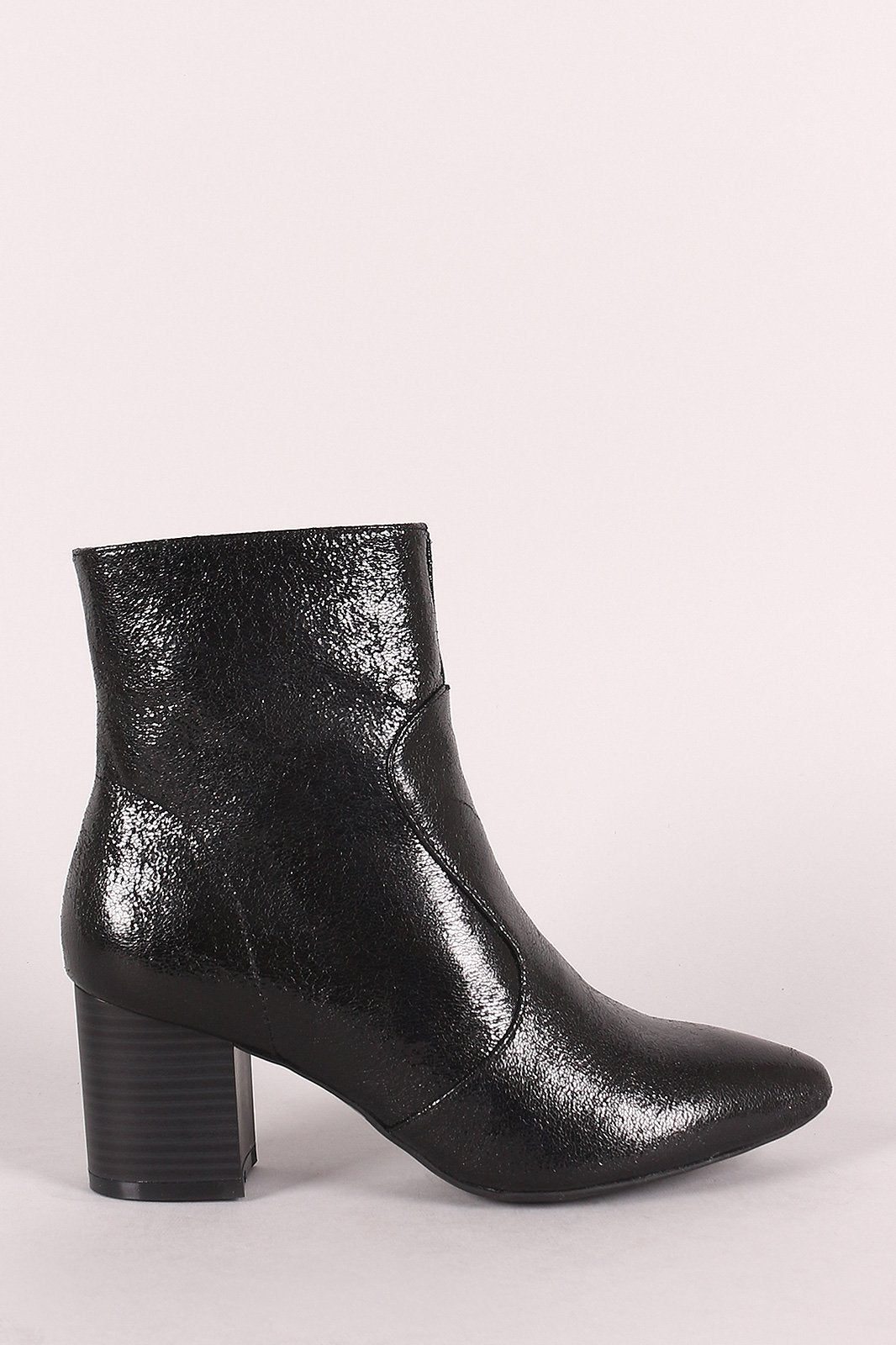 Wild Diva Lounge Cracked Chunky Heeled Booties