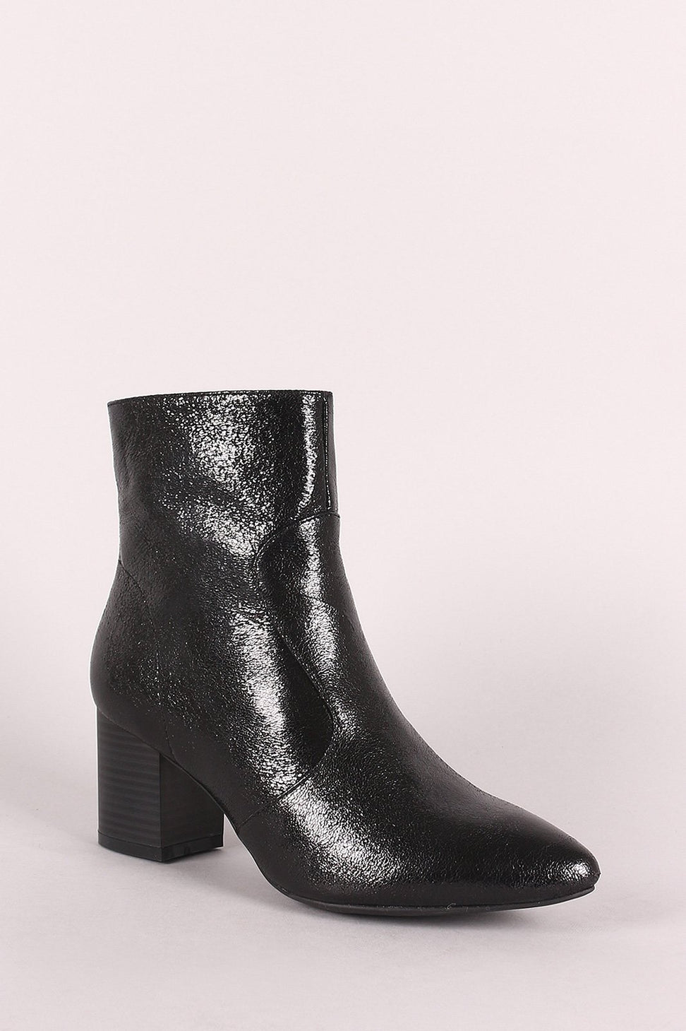 Wild Diva Lounge Cracked Chunky Heeled Booties