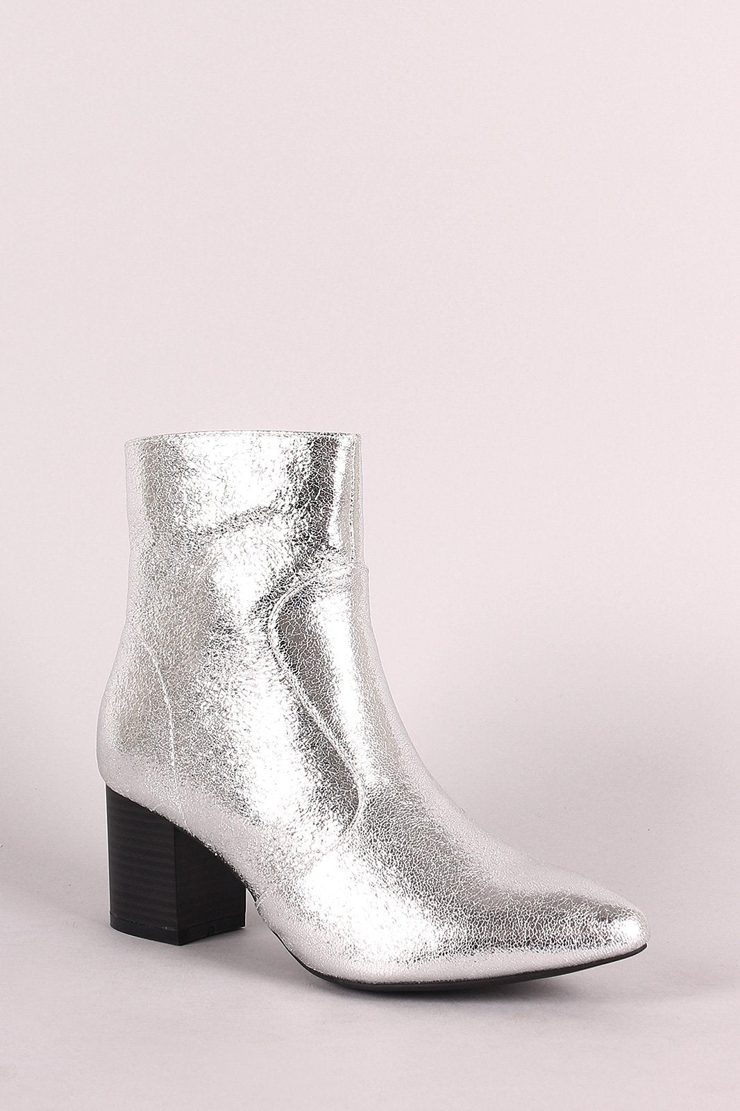 Wild Diva Lounge Cracked Chunky Heeled Booties