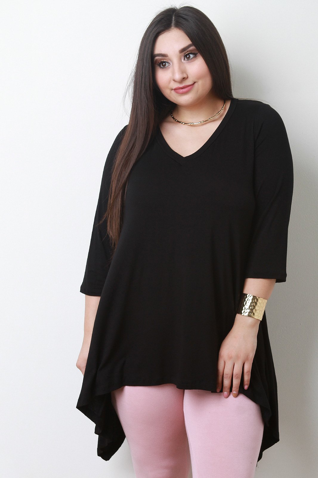 Simple V-Neck Handkerchief Top