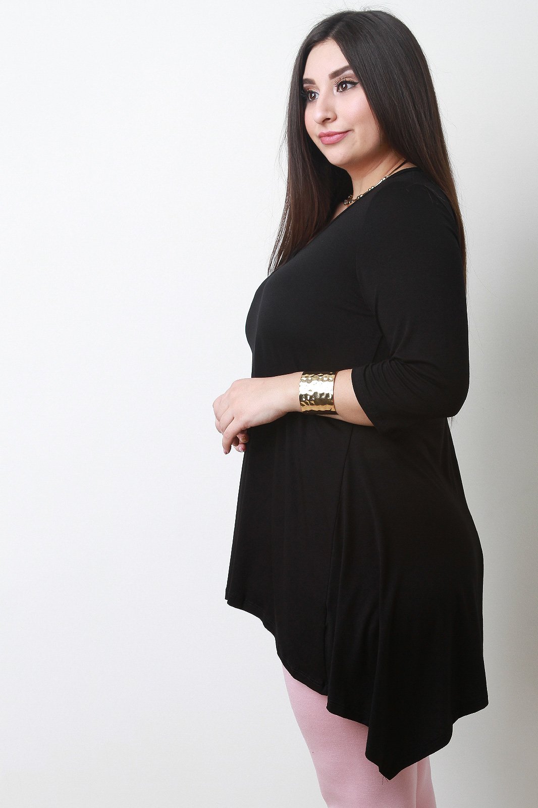 Simple V-Neck Handkerchief Top