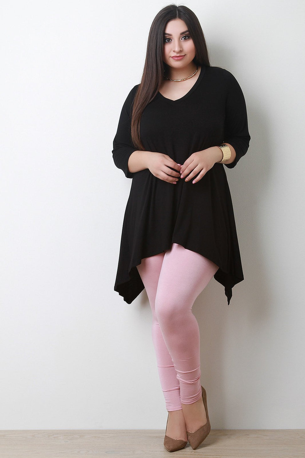 Simple V-Neck Handkerchief Top