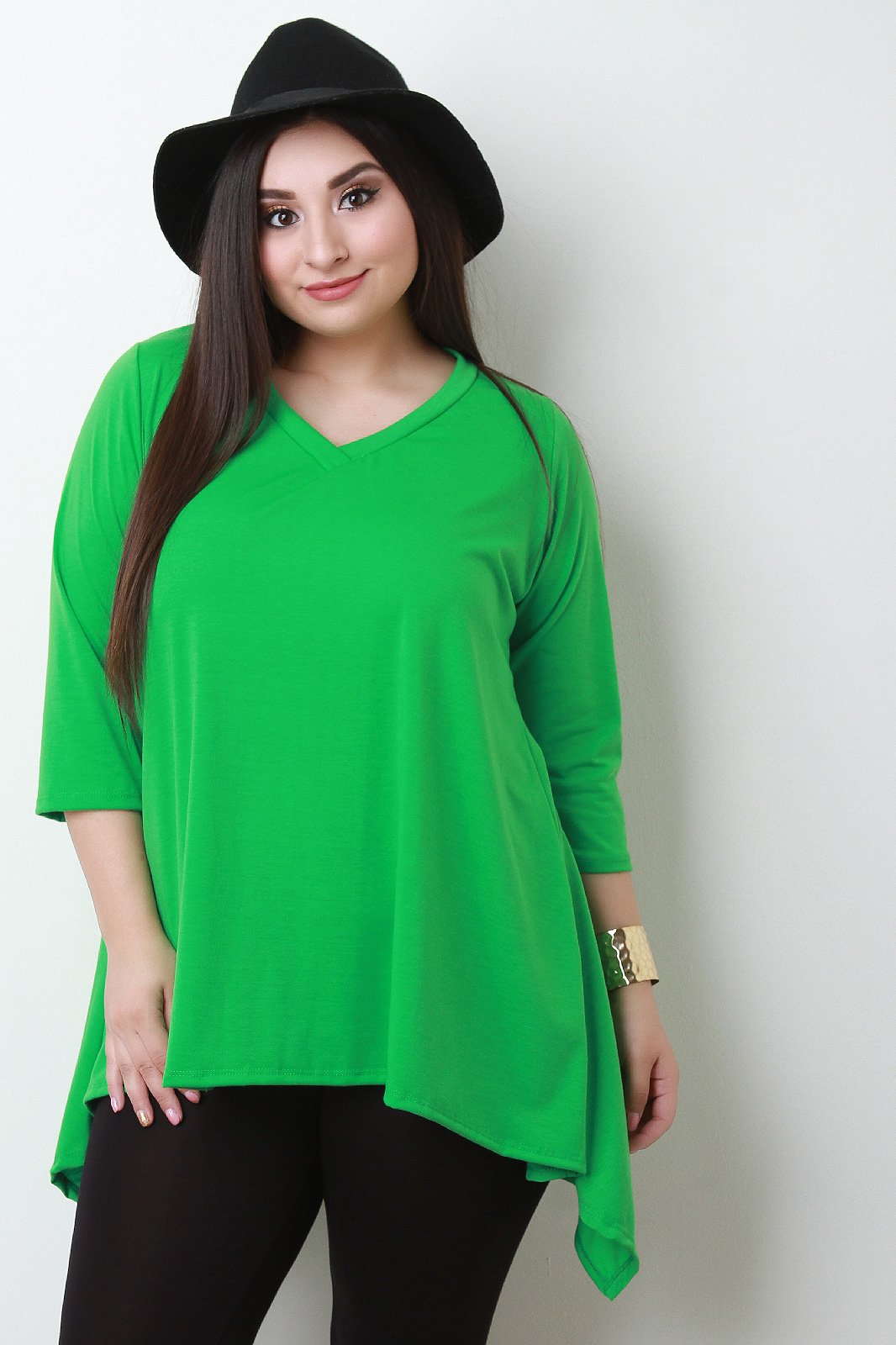 Simple V-Neck Handkerchief Top