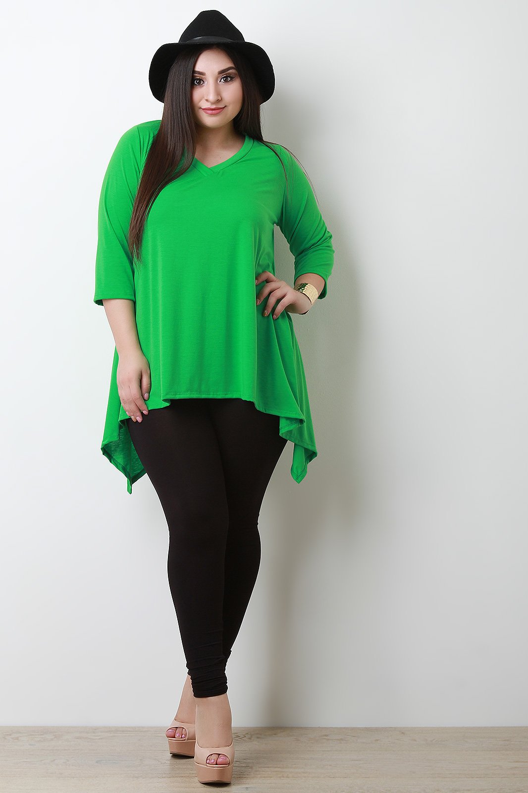 Simple V-Neck Handkerchief Top