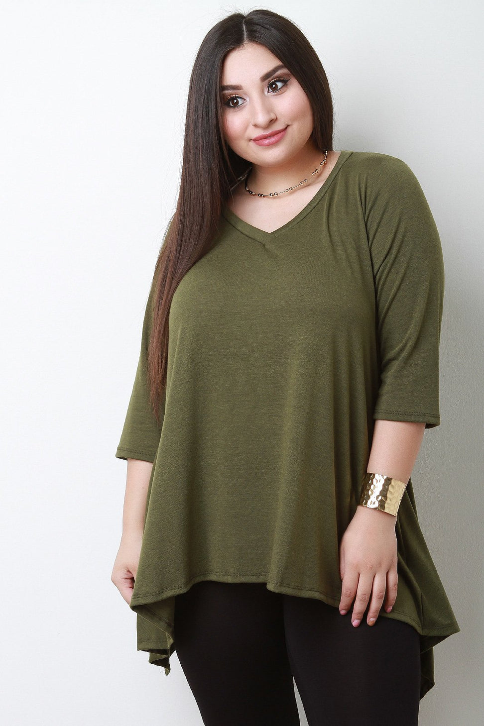 Simple V-Neck Handkerchief Top