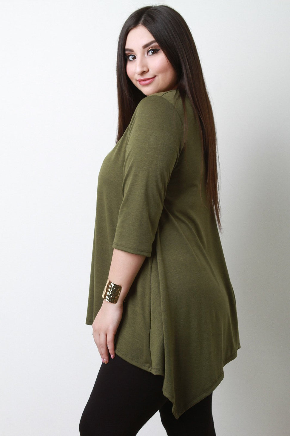 Simple V-Neck Handkerchief Top