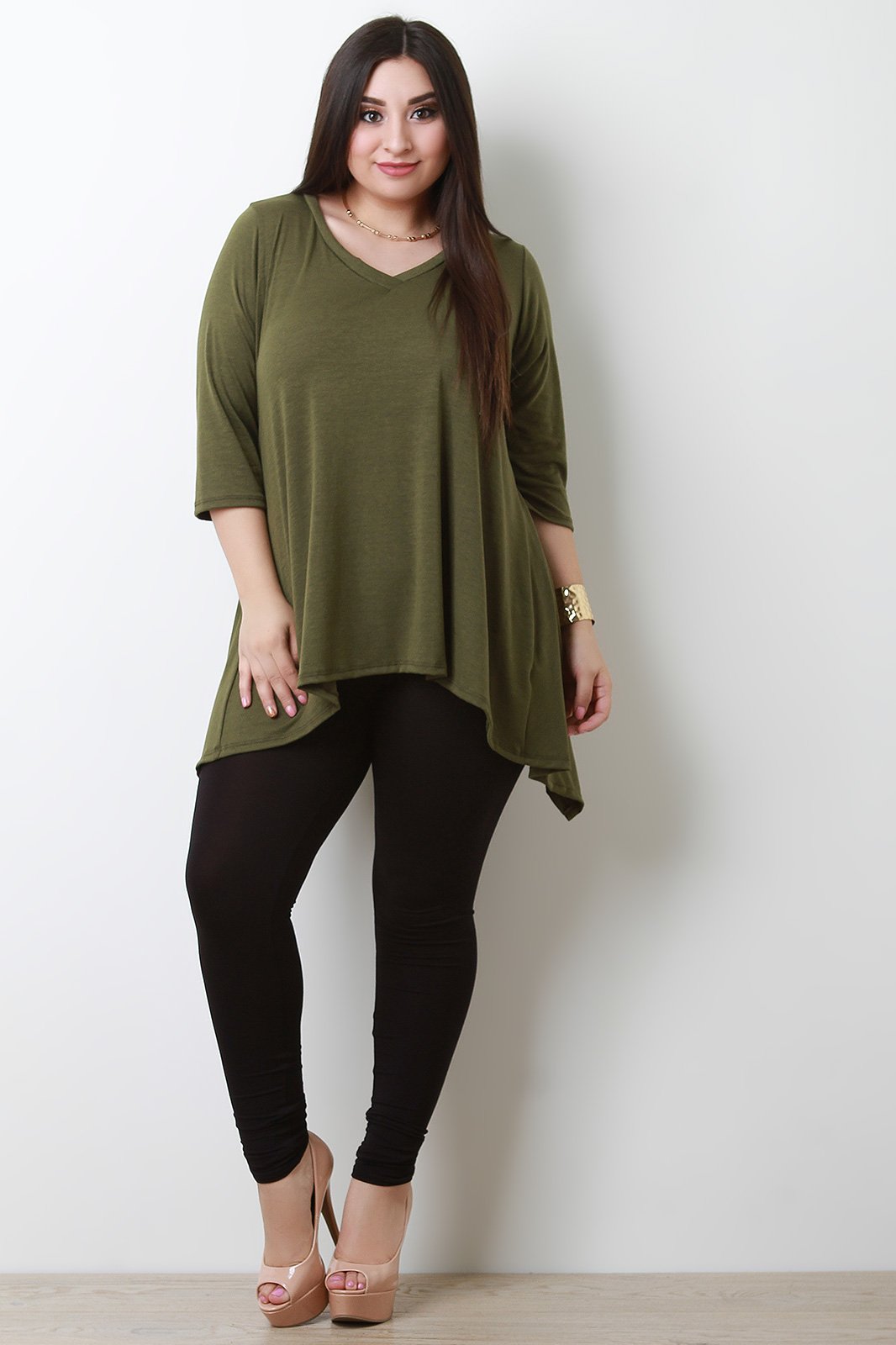 Simple V-Neck Handkerchief Top