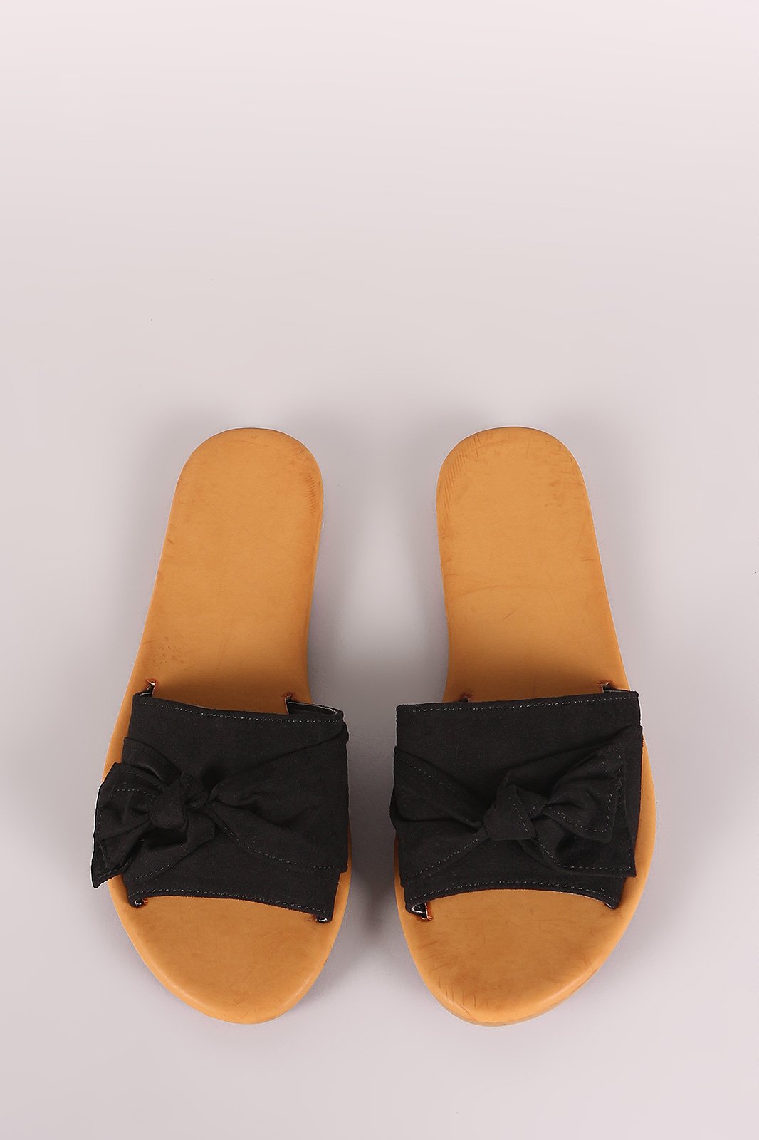 Bamboo Suede Knotted Bow Slide Sandal