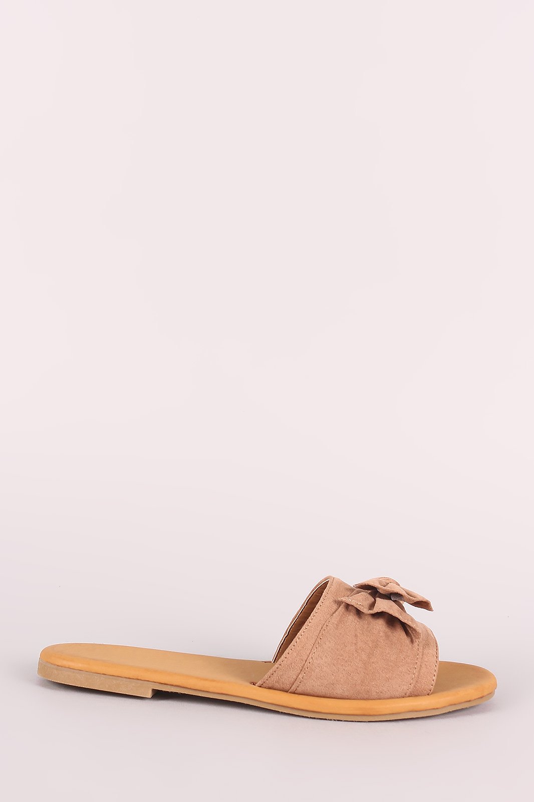 Bamboo Suede Knotted Bow Slide Sandal