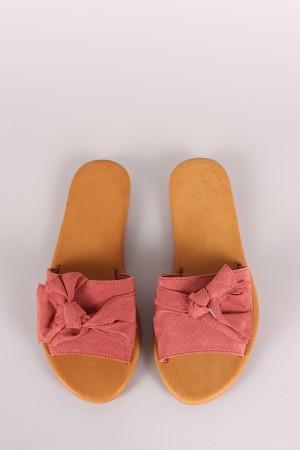 Bamboo Suede Knotted Bow Slide Sandal