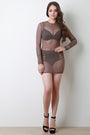 Diamond Pattern Long Sleeve Mesh Mini Dress - NoveltyOne
