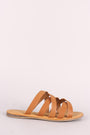 Bamboo Strappy Crisscross Slip-On Flat Sandal
