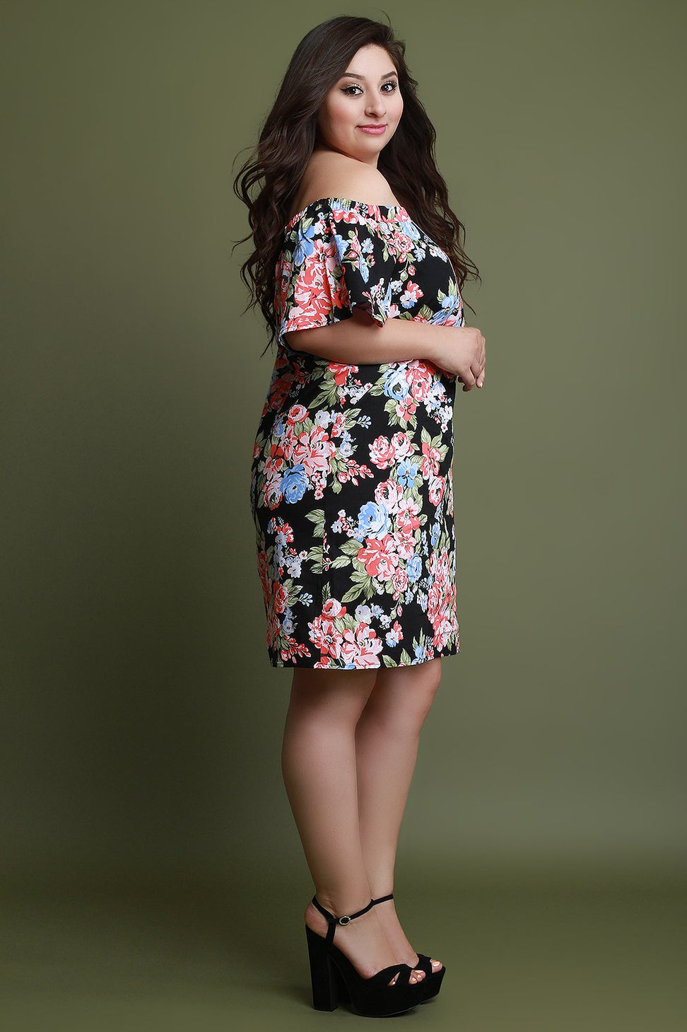 Floral Print Off-The-Shoulder Midi Dress