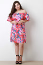 Floral Print Off-The-Shoulder Midi Dress