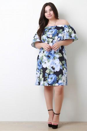 Floral Print Off-The-Shoulder Midi Dress