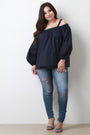 Cold Shoulder Long Bishop Sleeve Top