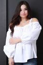 Cold Shoulder Long Bishop Sleeve Top
