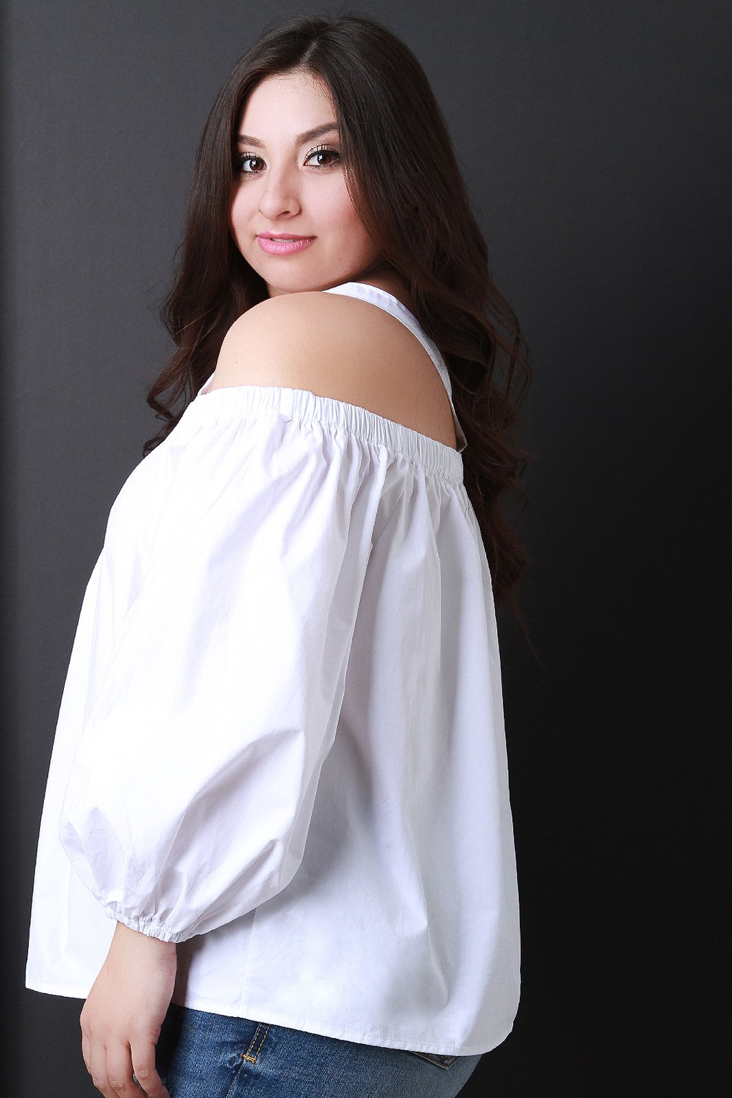 Cold Shoulder Long Bishop Sleeve Top