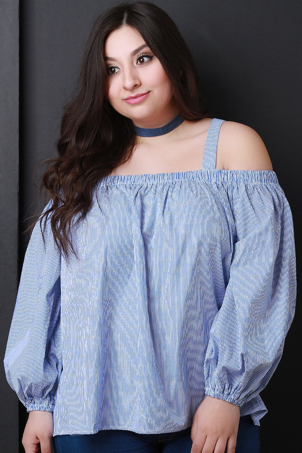 Cold Shoulder Long Bishop Sleeve Top