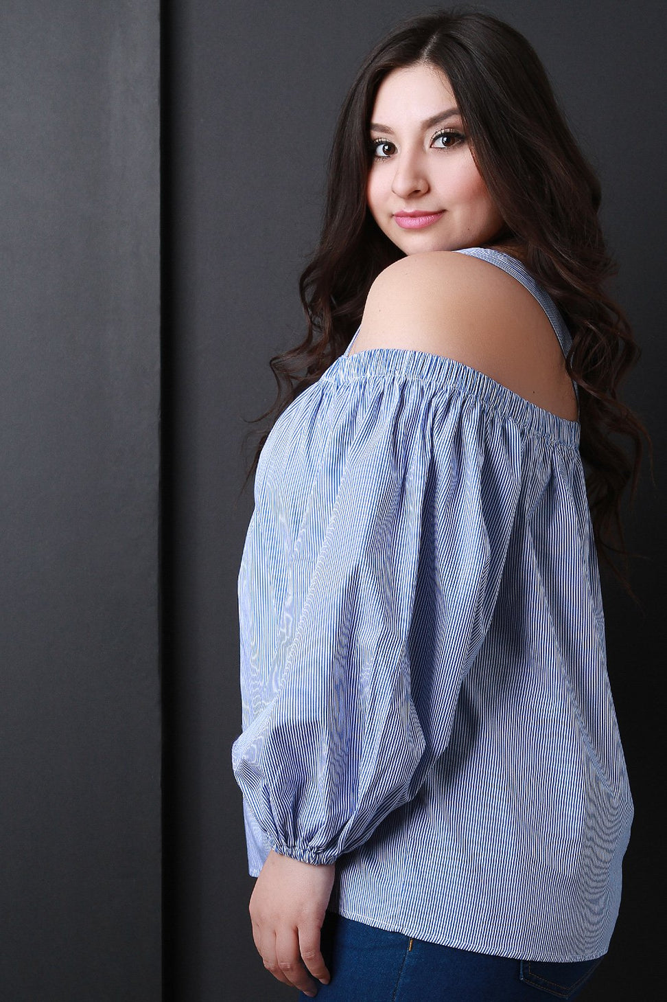 Cold Shoulder Long Bishop Sleeve Top