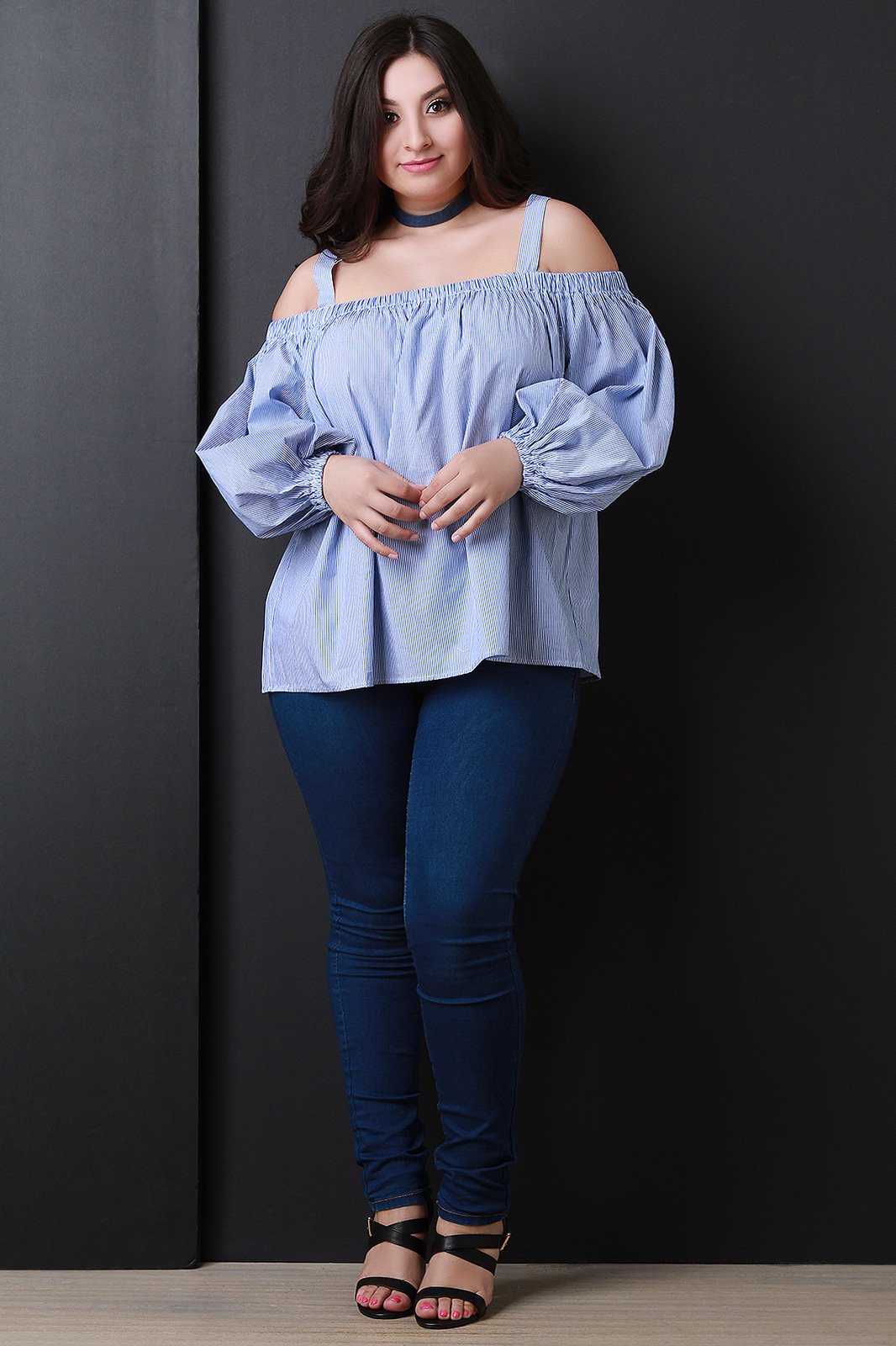 Cold Shoulder Long Bishop Sleeve Top