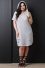 French Terry Knit Distressed Hooded Midi Dress - NoveltyOne