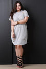 French Terry Knit Distressed Hooded Midi Dress - NoveltyOne